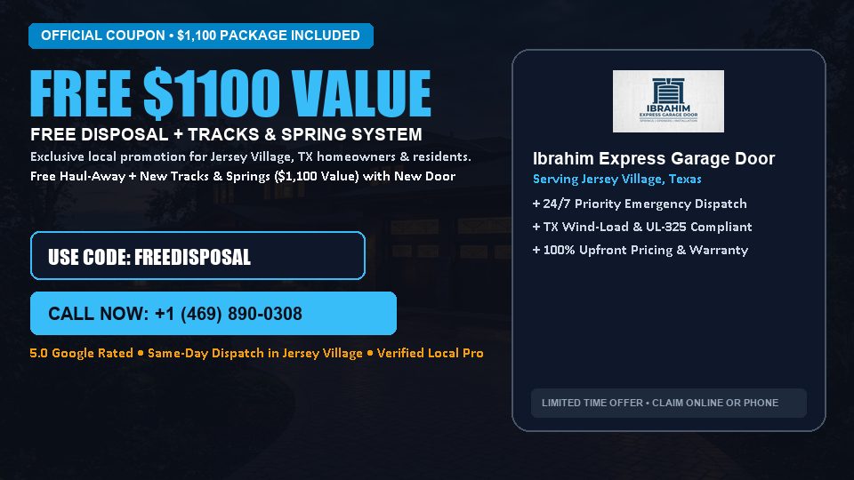 FREE Old Door Haul-Away & Heavy-Duty Tracks in Jersey Village, TX - Ibrahim Express Garage Door
